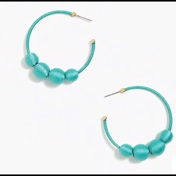 J .Crew Hoop Aqua Sea Stone 2'' Earrings - Picture 2 of 3